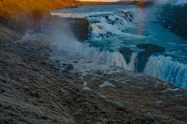 Gotorfoss Waterval Ochtendstraal Schietplaats Ijsland — Stockfoto