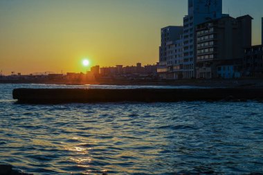 Hakodate kumsal ve deniz. Çekim Konumu: Hokkaido Hakodate Şehri