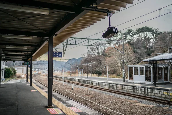 Станція Мацусіма Платформа Місце Зйомок Міягі Гун Мацусіма — стокове фото