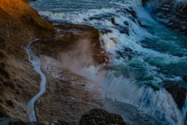 Готморфоз Водоспад Ранковий Промінь Shooting Location Iceland — стокове фото