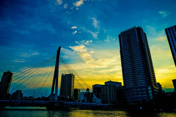 Chuo Tokyo Günbatımı Manzarası Çekim Yeri Chuo Tokyo — Stok fotoğraf