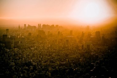 Shinjuku Fukutoshin ve Alacakaranlık görüntüleri. Çekim yeri: Shinjuku-ku, Tokyo