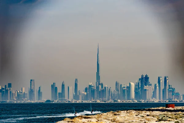 Arranha Céus Navios Palm Jumera Localização Tiro Dubai — Fotografia de Stock