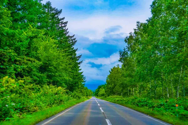 Hokkaido Long Road Nature Shooting Location Hokkaido Biei Cho — Stock Photo, Image