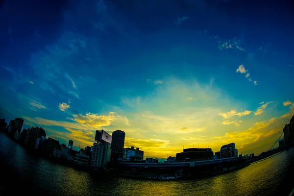 Coucher Soleil Sur Paysage Urbain Chuo Tokyo Lieu Tournage Chuo — Photo