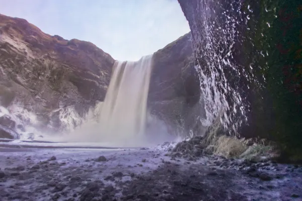 Wodospad Skamieniałości Czaszki Miejsce Fotografowania Islandia — Zdjęcie stockowe