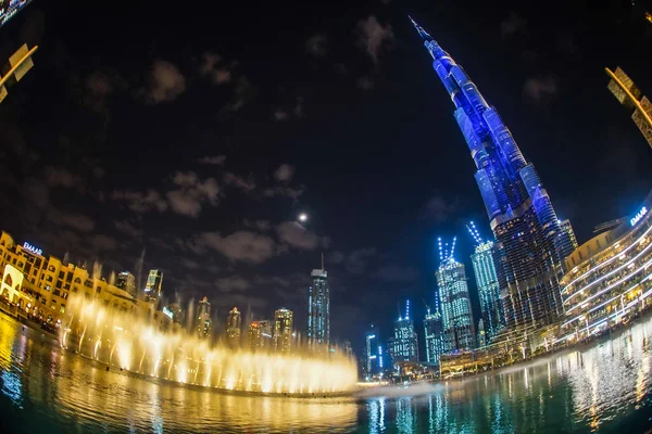 Dubai Szökőkút Burj Harifa Lövöldözés Helye Dubai — Stock Fotó