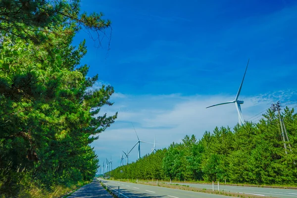 Large Wind Power Station Renewable Energy Shooting Location Akita — Stock Photo, Image