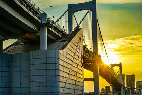 Радужный Мост Вечерний Вид Токио Место Съемок Минато Токио — стоковое фото