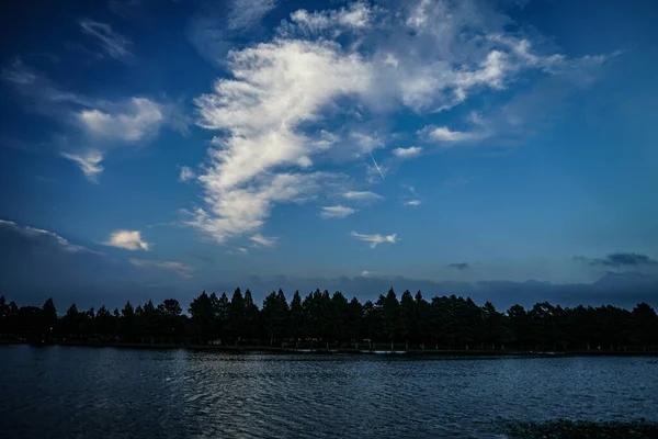 Les Mizumoto Park Modrá Obloha Místo Střelby Katsushika Tokio — Stock fotografie