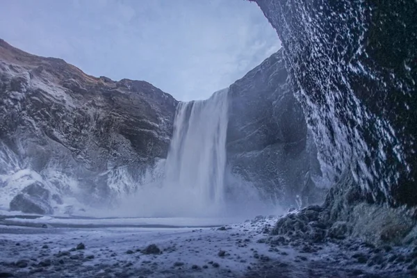 Wodospad Skamieniałości Czaszki Miejsce Fotografowania Islandia — Zdjęcie stockowe