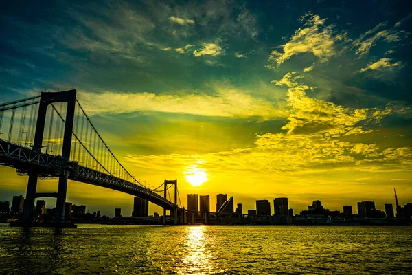 Ponte Arco Íris Vista Noturna Tóquio Localização Tiroteio Minato Tokyo — Fotografia de Stock