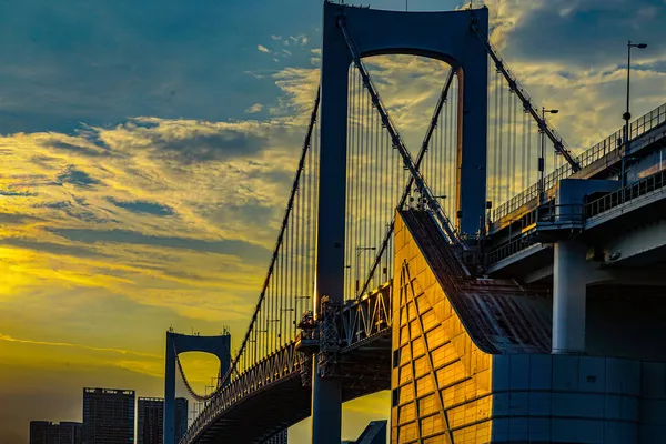 Ponte Arco Íris Vista Noturna Tóquio Localização Tiroteio Minato Tokyo — Fotografia de Stock