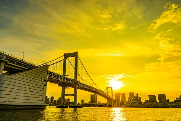 Gökkuşağı Köprüsü Tokyo Nun Akşam Manzarası Çekim Yeri Minato Tokyo — Stok fotoğraf