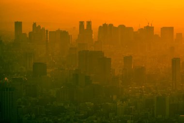 Shinjuku Fukutoshin ve Alacakaranlık görüntüleri. Çekim yeri: Shinjuku-ku, Tokyo