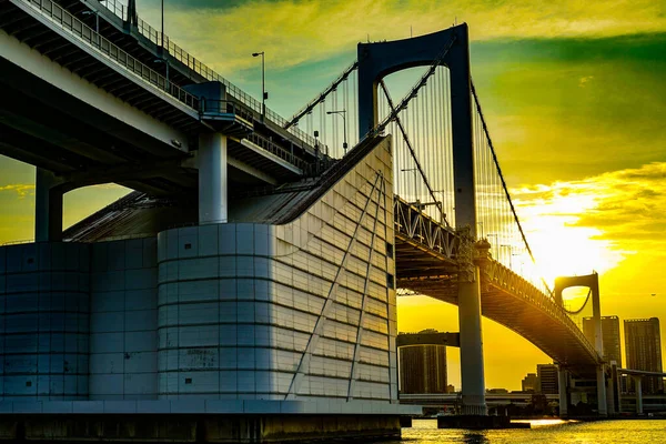 Вечірній Міст Краєвид Токіо Shooting Location Minato Tokyo — стокове фото