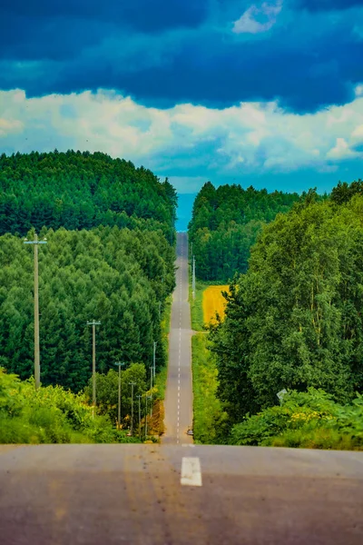 Hokkaido Długa Droga Natura Miejsce Fotografowania Hokkaido Biei Cho — Zdjęcie stockowe