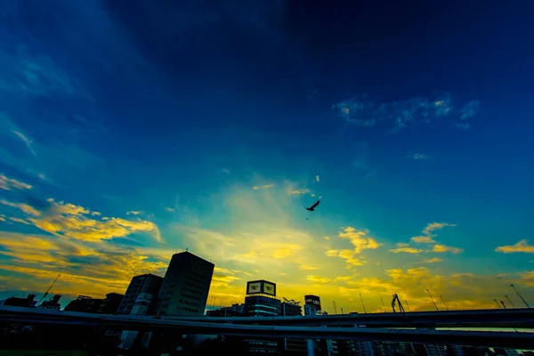 东京中央区城市景观的日落景观 射击地点 东京中央区 — 图库照片