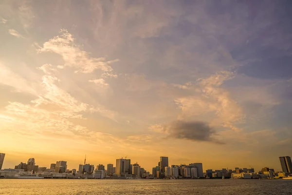 Pohled Město Večerní Pohled Tokio Tokijského Zálivu Místo Střelby Minato — Stock fotografie