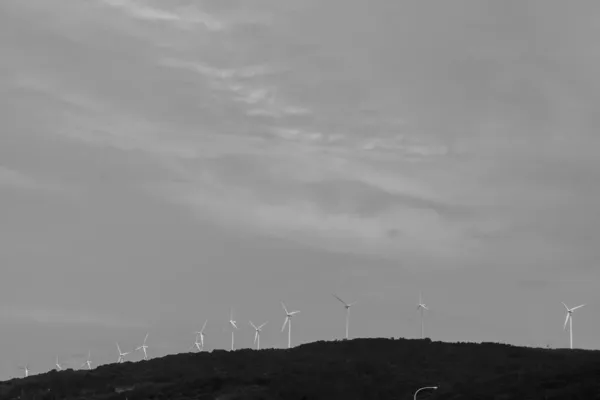 Many Wind Power Stations Renewable Energy Shooting Location Akita — Stock Photo, Image