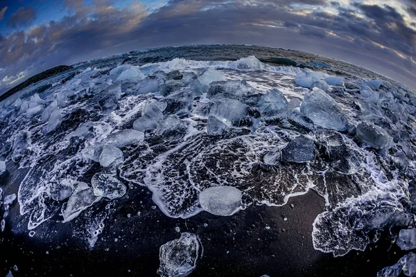 Jezioro Lodowca Yorkels Aur Roon Miejsce Fotografowania Islandia — Zdjęcie stockowe