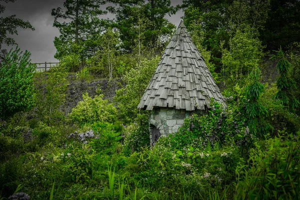 Aranyos Kunyhó Erdőben Lövöldözés Helye Hokkaido — Stock Fotó