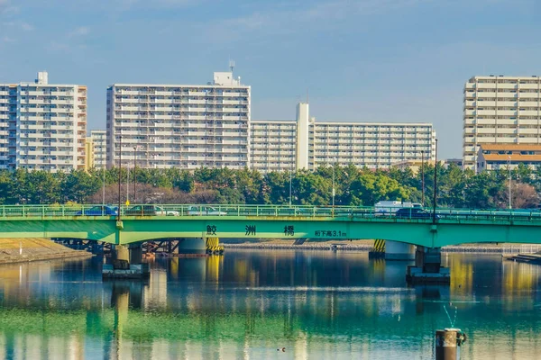 Katsushimakanalen Och Staden Shinagawa Skytteläge Shinagawa Ward Tokyo — Stockfoto