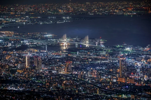 Vista Nocturna Kobe Desde Ichige Ubicación Del Disparo Kobe City —  Fotos de Stock