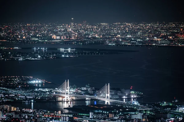Vista Nocturna Kobe Desde Ichige Ubicación Del Disparo Kobe City —  Fotos de Stock