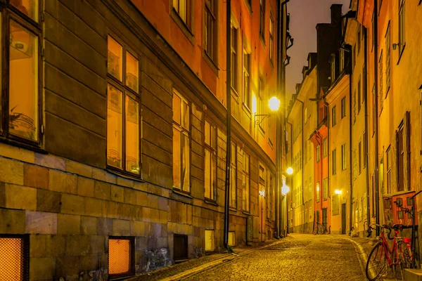 グムラタン旧市街の夜景 撮影場所 スウェーデン ストックホルム — ストック写真