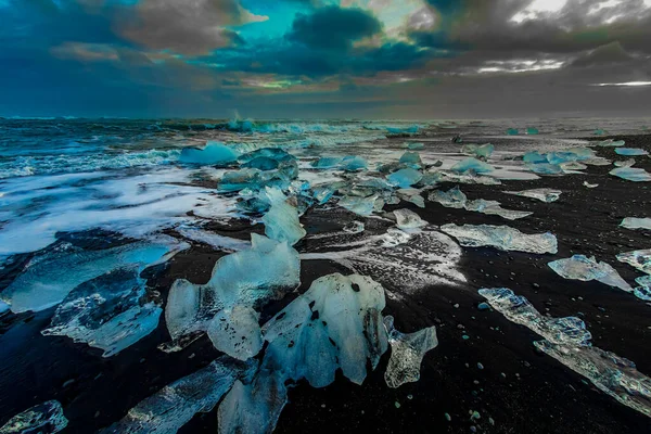 Yorkels Aur Roon Glacier Lake Fotografering Plats Island — Stockfoto