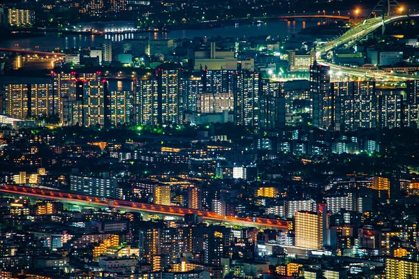 Nattutsikt Över Kobe Från Ichige Fotografering Plats Kobe Stad Hyogo — Stockfoto