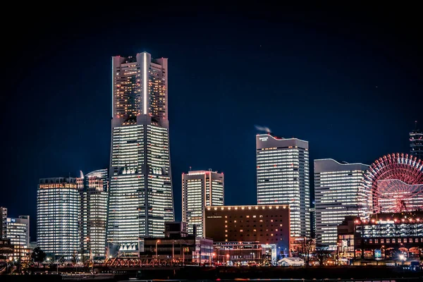 Vista Noturna Yokohama Minato Mirai Localização Tiroteio Yokohama City Nishi — Fotografia de Stock