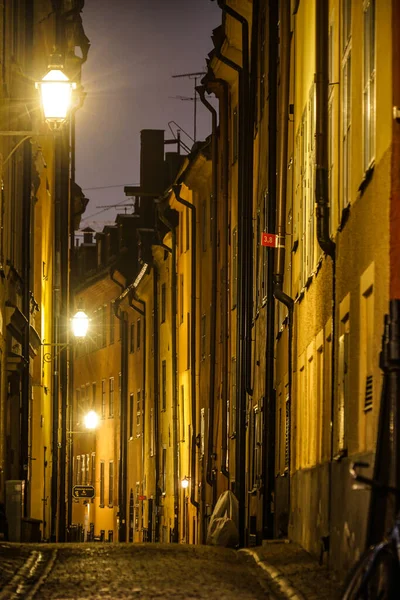 グムラタン旧市街の夜景 撮影場所 スウェーデン ストックホルム — ストック写真