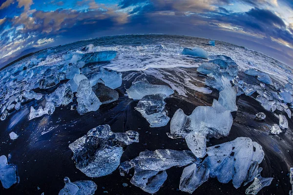 Yorkels Aur Roon Glacier Lake Fotografering Plats Island — Stockfoto