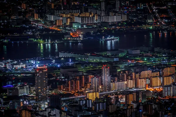 Vista Nocturna Kobe Desde Ichige Ubicación Del Disparo Kobe City —  Fotos de Stock