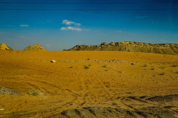 Arabische Wüste Und Übertragungsleitung Drehort Dubai — Stockfoto