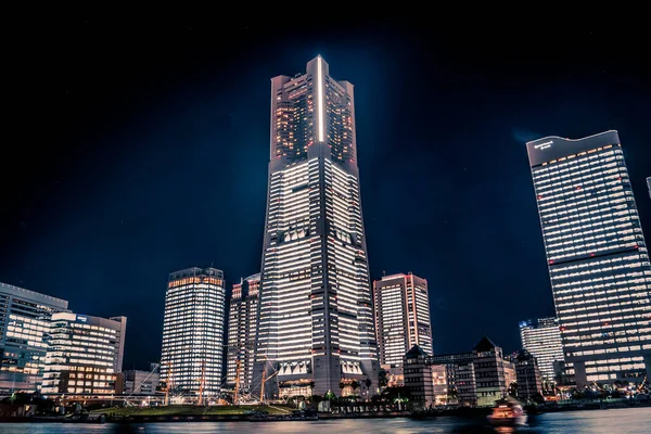 Vista Noturna Yokohama Minato Mirai Localização Tiroteio Yokohama City Nishi — Fotografia de Stock