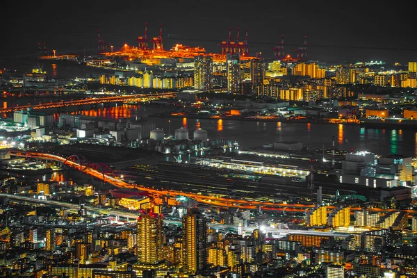 Vista Nocturna Kobe Desde Ichige Ubicación Del Disparo Kobe City —  Fotos de Stock