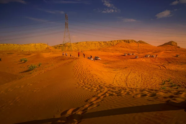 Arabische Wüste Und Übertragungsleitung Drehort Dubai — Stockfoto