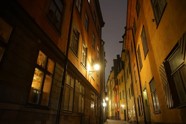 Vista Noturna Gumla Tan Old Town Localização Tiroteio Sweden Stockholm — Fotografia de Stock