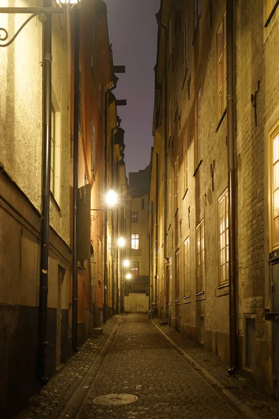 Vista Noturna Gumla Tan Old Town Localização Tiroteio Sweden Stockholm — Fotografia de Stock