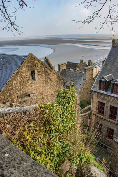 Mont Saint Michel Den Görüntüler Çekim Konumu Fransa Normandiya Bölgesi — Stok fotoğraf