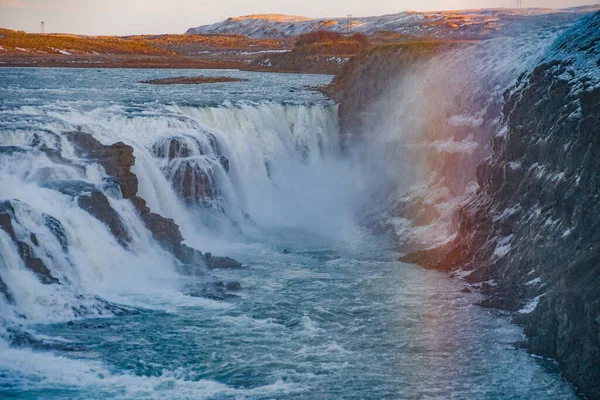 ゴトフォロスと朝の光線 アイスランド 撮影場所 アイスランド — ストック写真