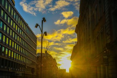 Stockholm cityscape and morning ray. Shooting Location: Sweden, Stockholm