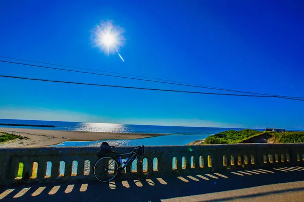 Ποδηλατικό Ταξίδι Και Θάλασσα Της Ιαπωνίας Τοποθεσία Λήψης Ακίτα — Φωτογραφία Αρχείου