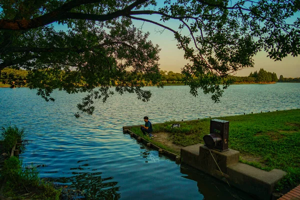 Sunset View Water Park Dusk Shooting Location Katsushika Tokyo — Fotografia de Stock