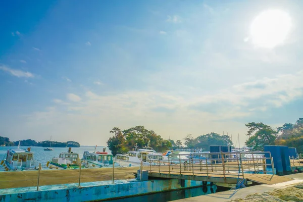 Ματσουσίμα Τοπίο Και Πλοίο Τοποθεσία Miyagi Gun Matsushima Town — Φωτογραφία Αρχείου