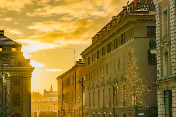 ストックホルムの街並みや朝の光線 撮影場所 スウェーデン ストックホルム — ストック写真