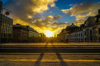 Stockholm cityscape and morning ray. Shooting Location: Sweden, Stockholm